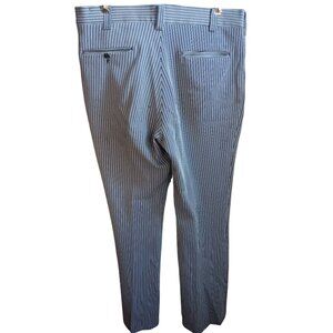 Vintage 36x33 Polyester Pants Bootcut Men's 1970's Blue/White Striped Distress